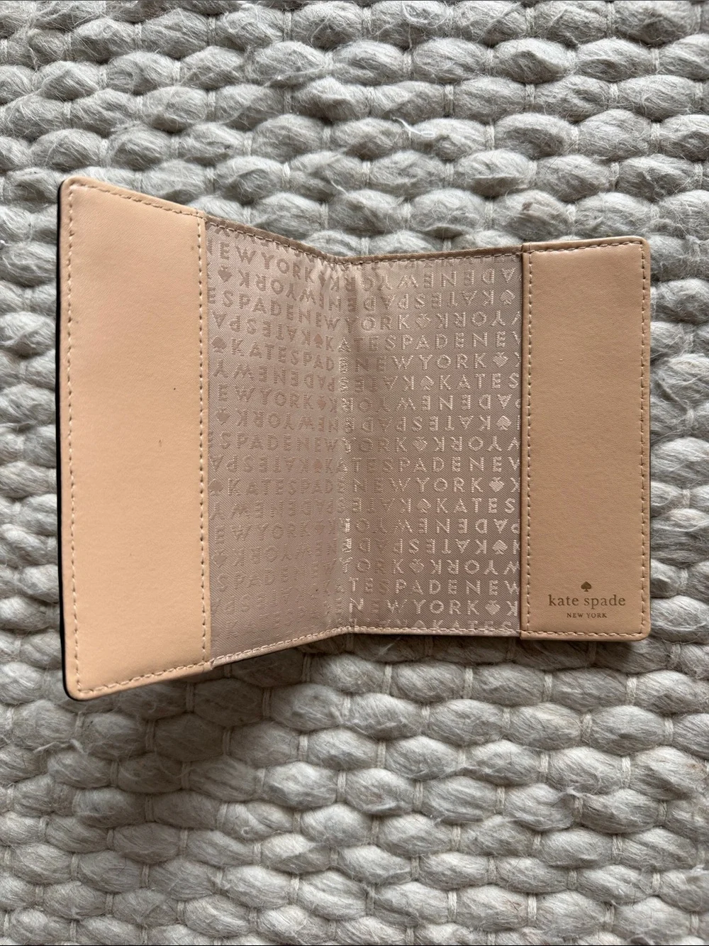 kate spade Black Textured Passport Holder with Gold Logo Plate